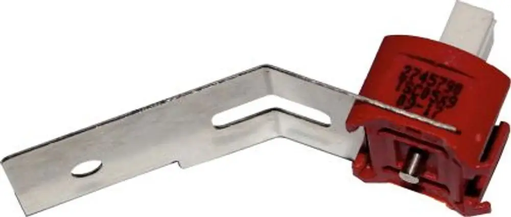 Roter Anlegefühler mit Metallhalterung, möglicherweise für Temperaturmessung. Geeignet für Systeme der Marke Wolf.